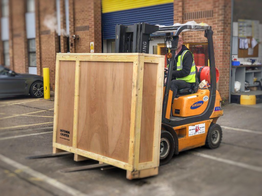 Wooden Shipping Crate on Forklift